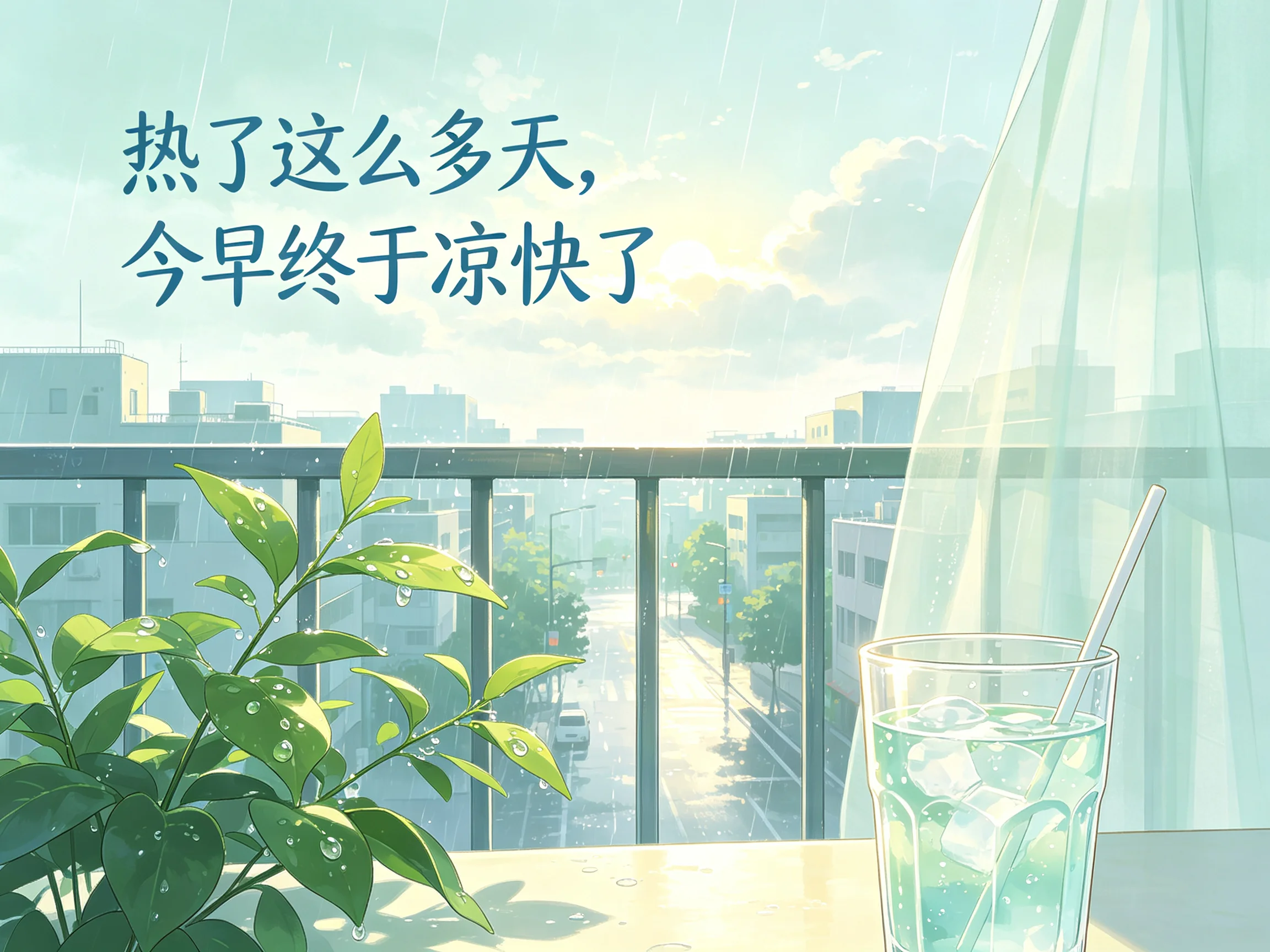 热了这么多天，今早终于凉快了
